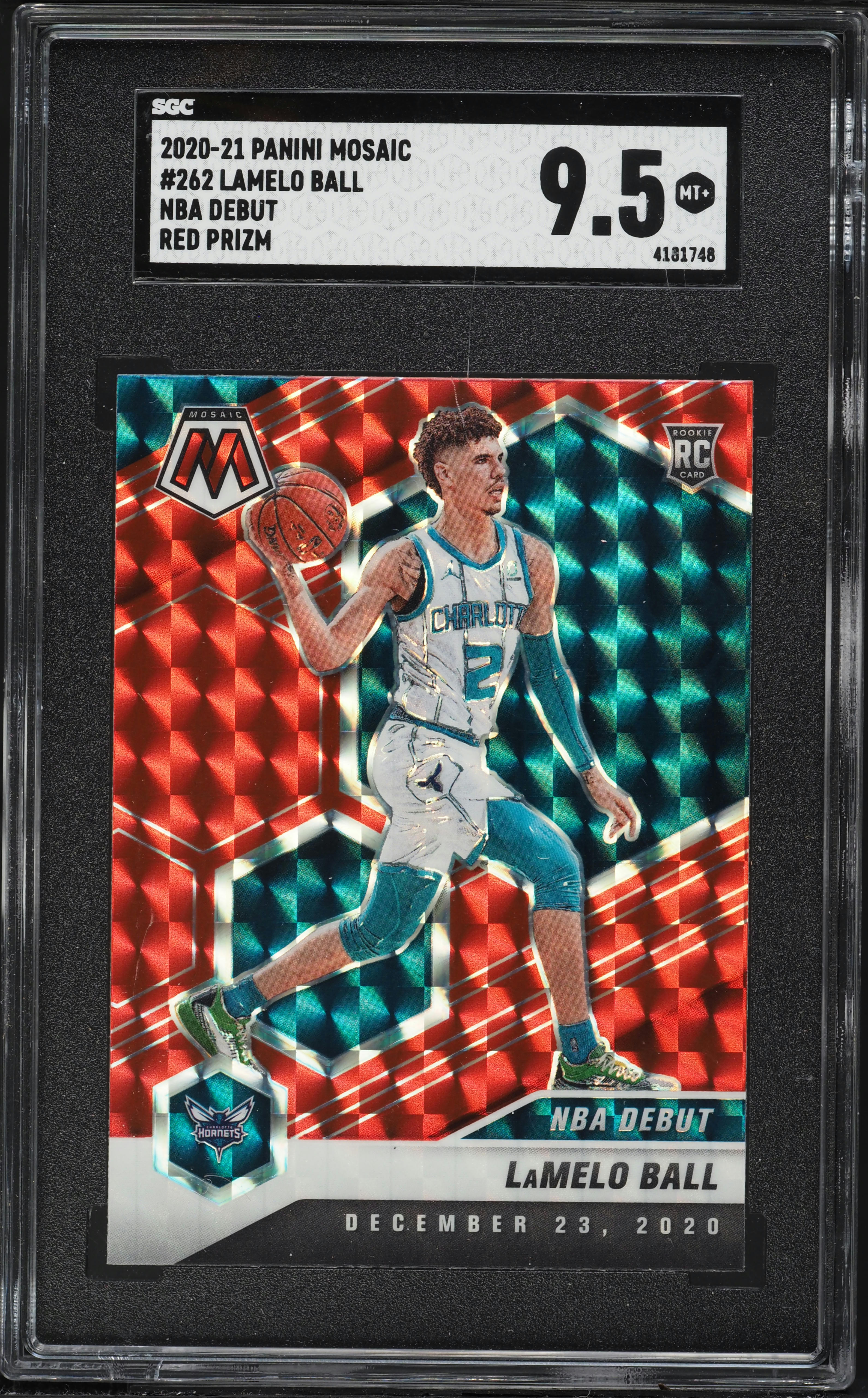 2020 Panini Mosaic NBA Debut Red Prizm LaMelo Ball ROOKIE #262 SGC