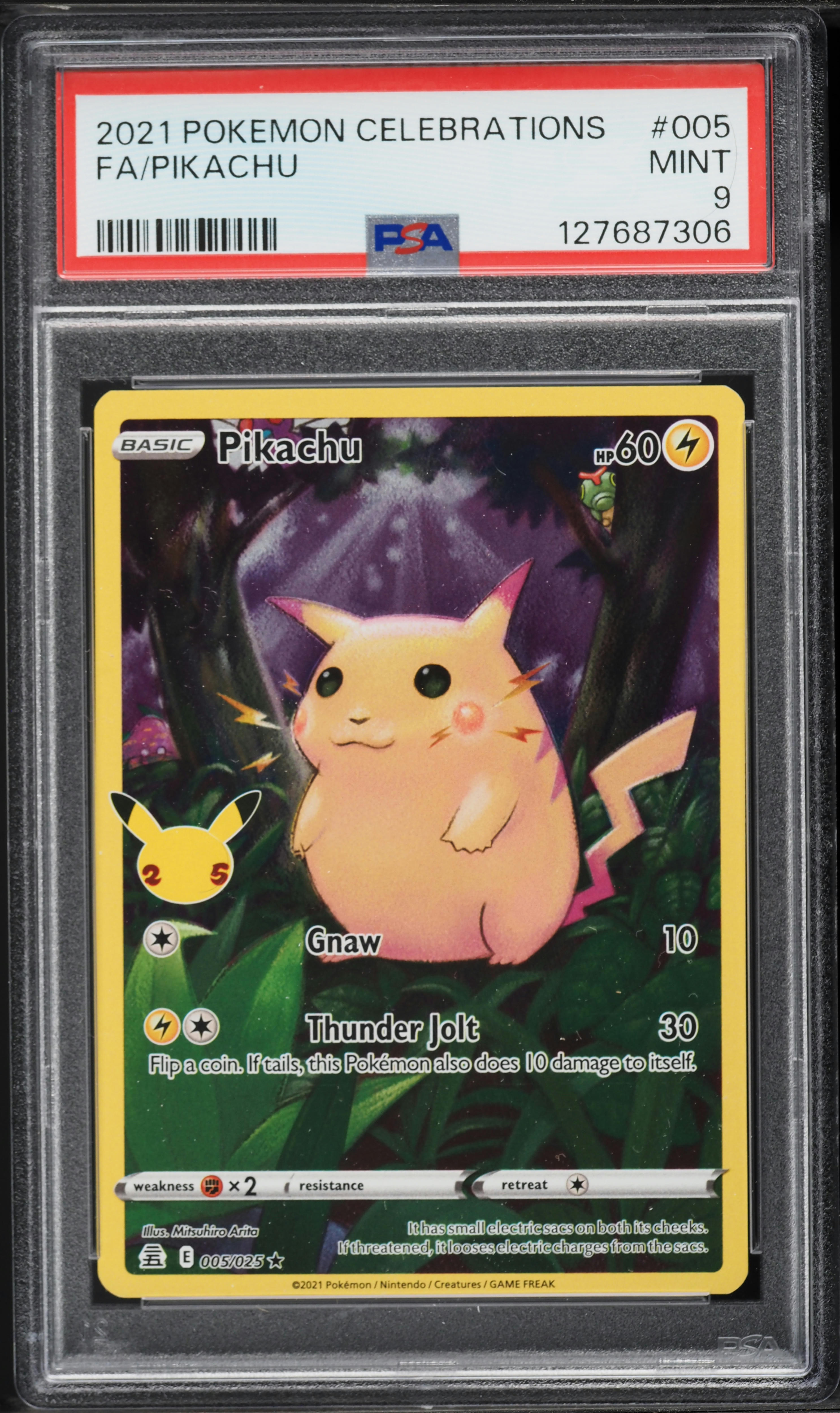 2021 Pokemon Sword & Shield Celebrations Full Art Pikachu #5 PSA 9
