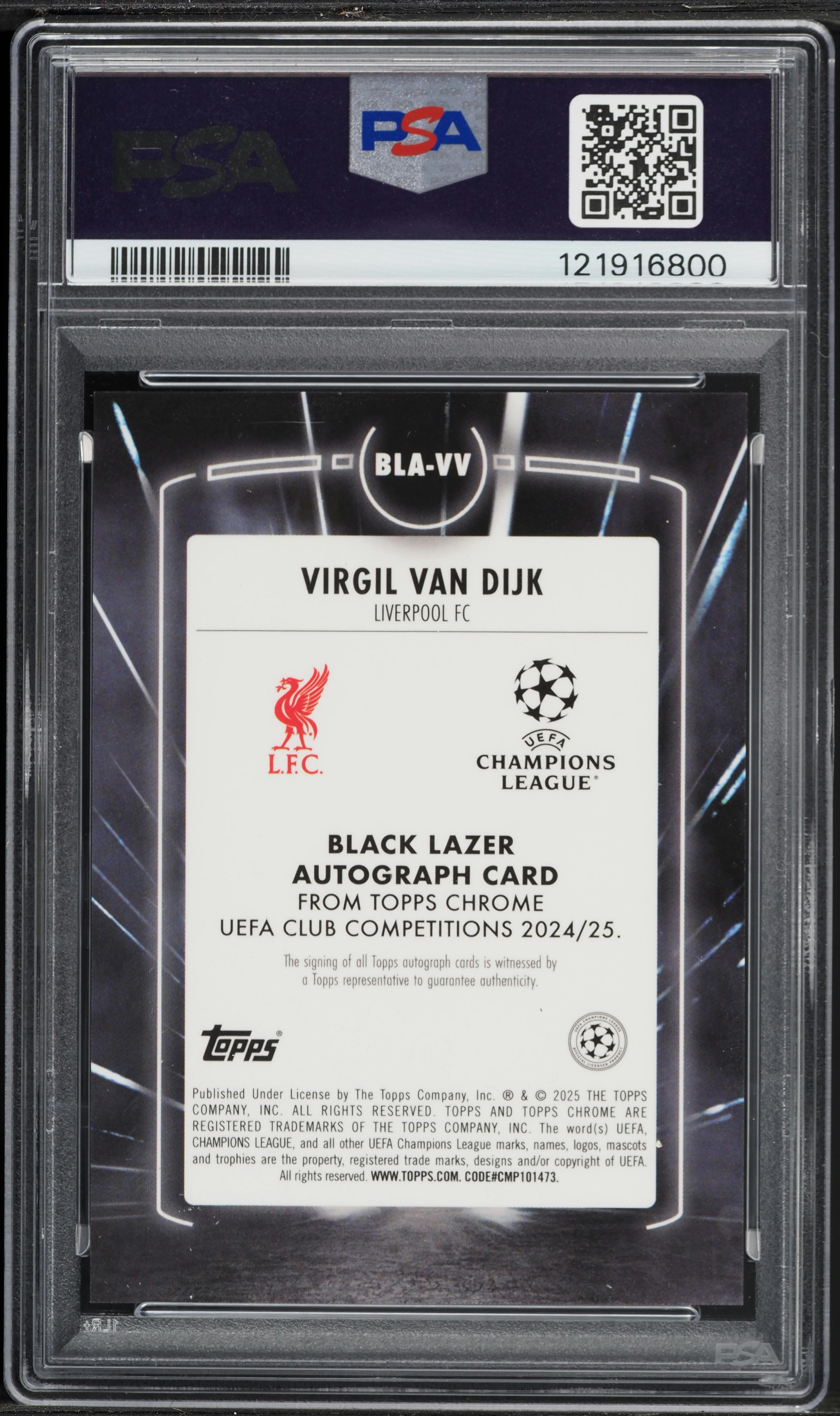 2024 Topps Chrome UEFA Club Competitions Black Lazer Virgil Van