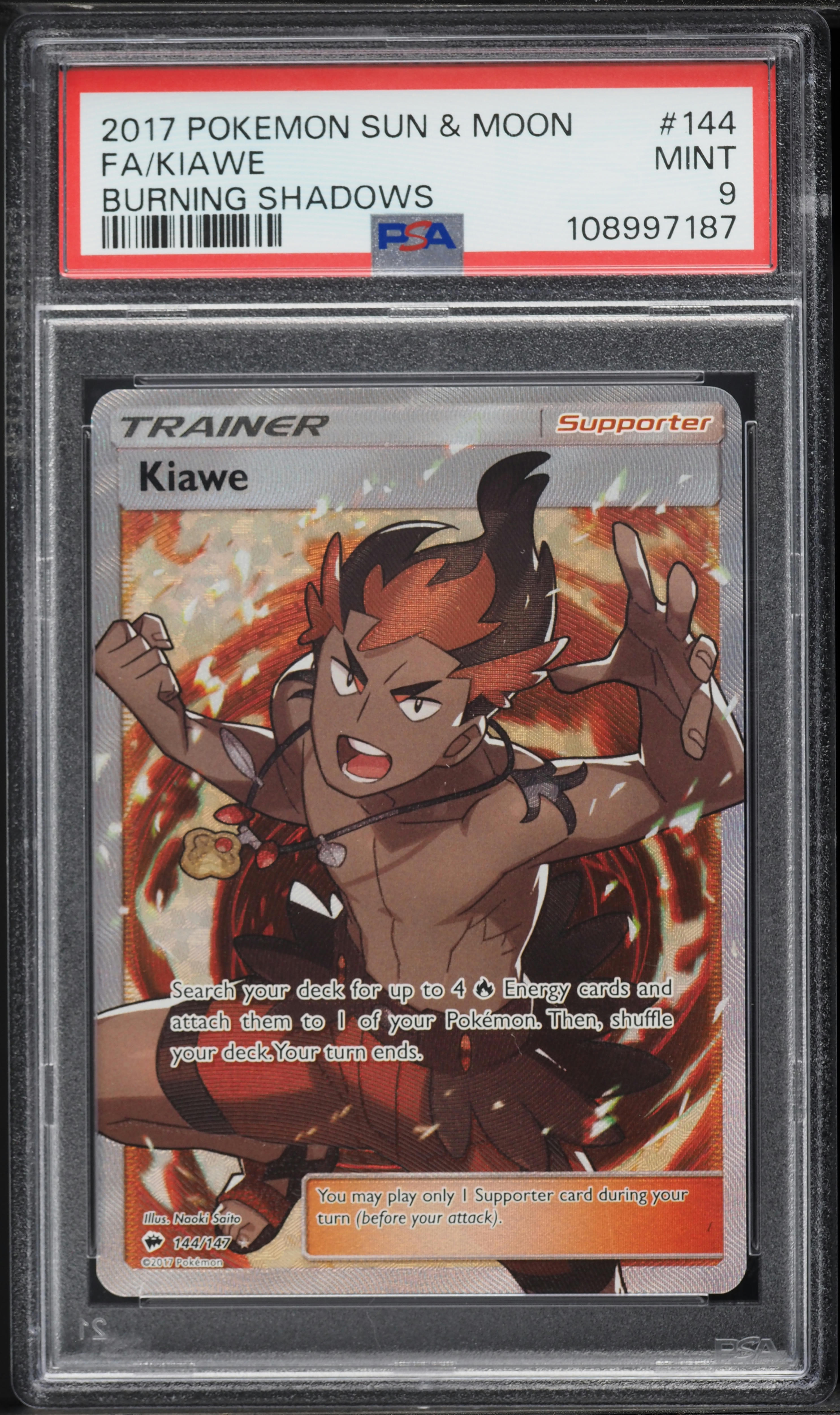 2017 Pokemon Sun & Moon Burning Shadows Full Art Kiawe #144 PSA 9 MINT on  Fanatics Collect