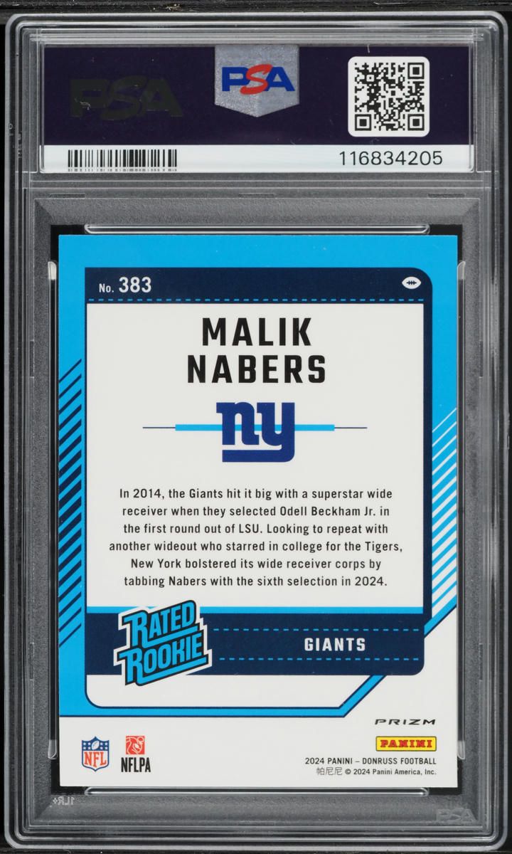 2024 Donruss Optic Preview Red Wave Malik Nabers ROOKIE #383 PSA 10 GEM MINT