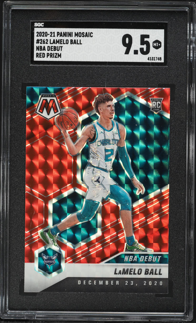 2020 Panini Mosaic NBA Debut Red Prizm LaMelo Ball ROOKIE #262 SGC 9.5 MINT+
