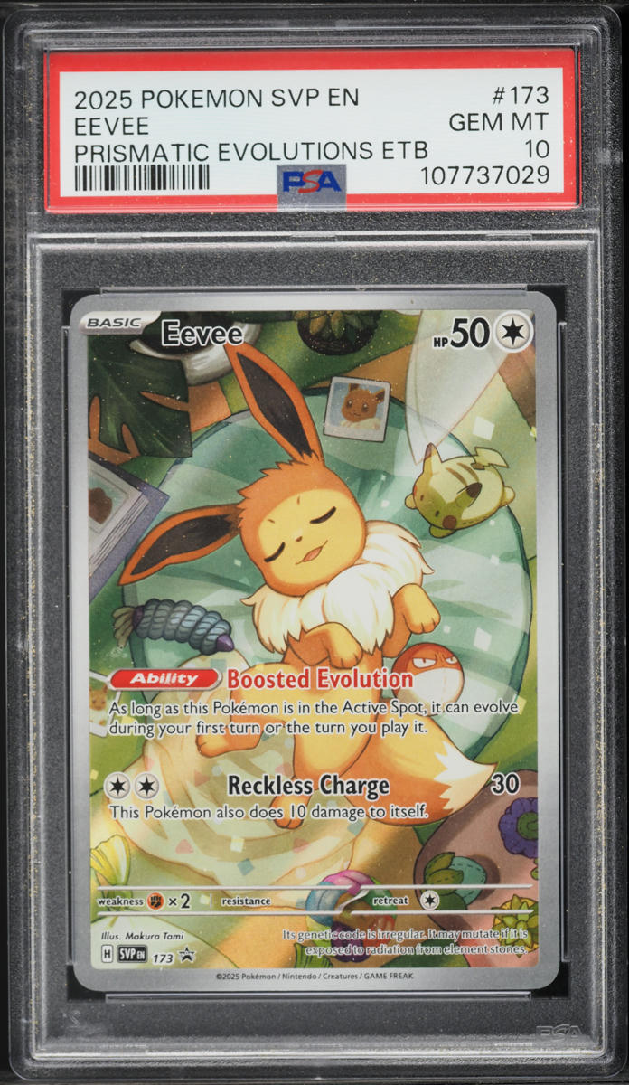 2025 Pokemon SV Promo Prismatic Evolutions ETB Full Art Eevee #173 PSA 10 GEM MINT