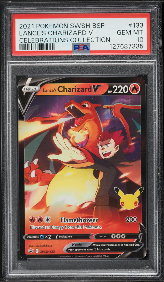 2021 Pokemon SWSH Black Star Promo Celebrations Holo Lance's Charizard V #SWSH133 PSA 10 GEM