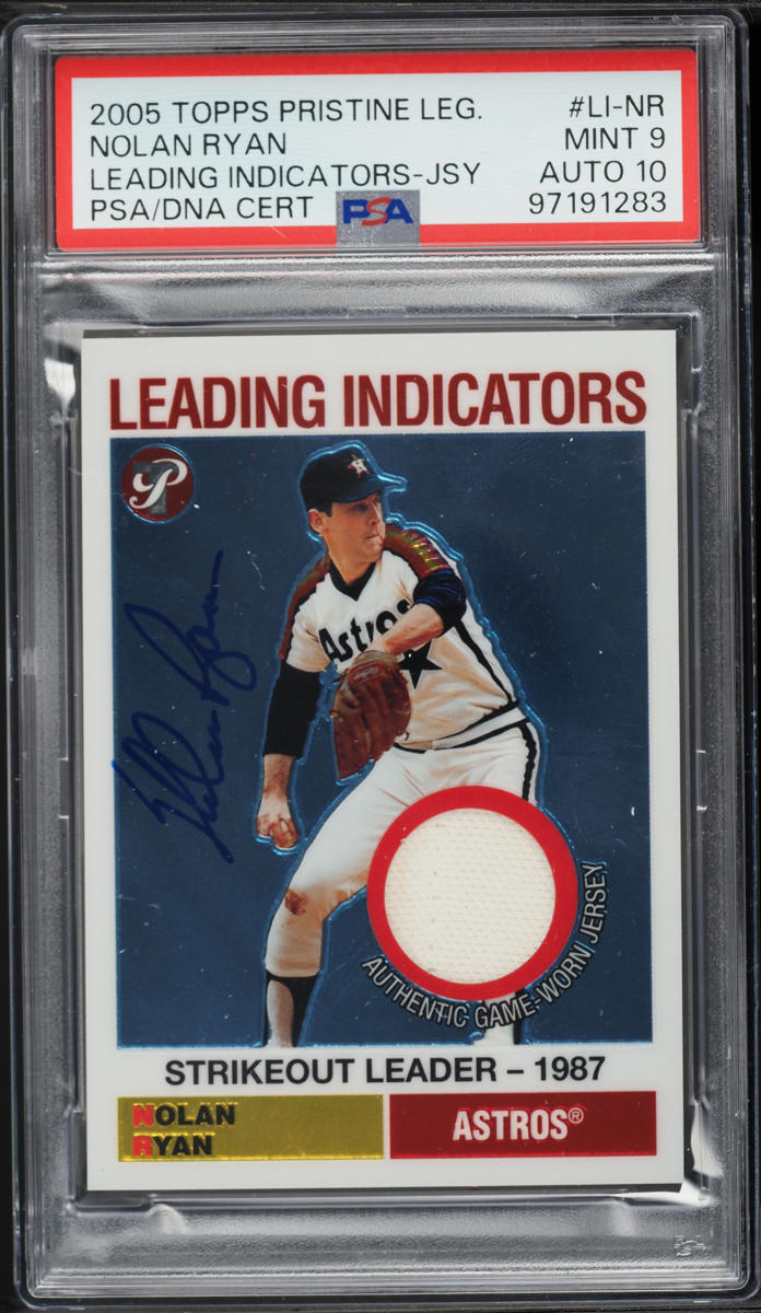 2005 Topps Pristine Legends League Indicators Nolan Ryan PATCH AUTO DNA 10 #LI-NR PSA 9 MINT