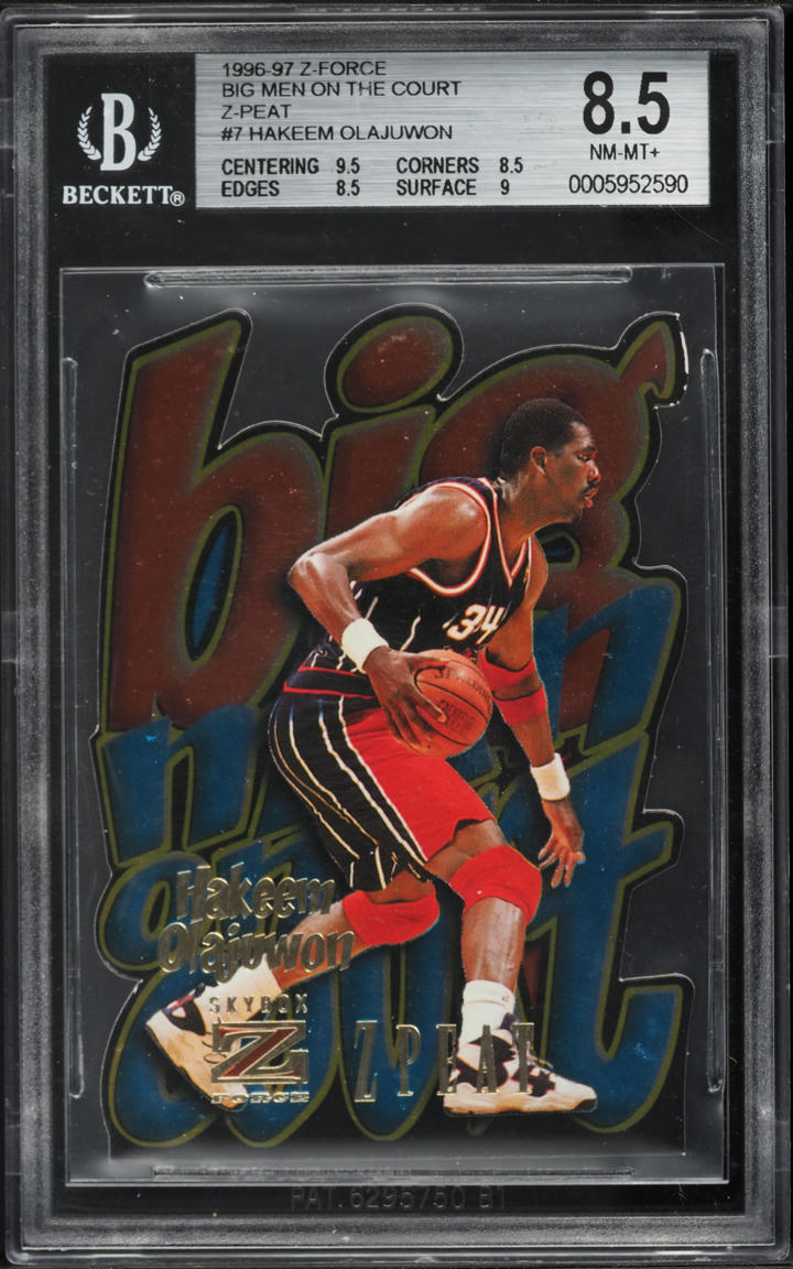 1996 Skybox Z-Force Big Men On The Court Z-Peat Hakeem Olajuwon #7 BGS 8.5 NM-MT+
