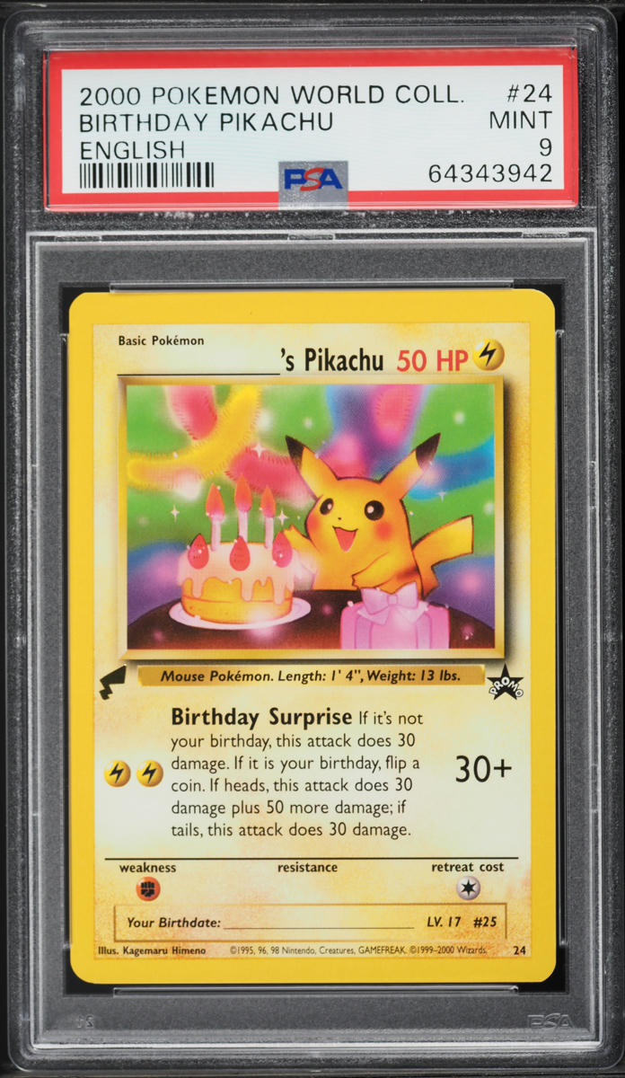 2000 Pokemon World Collection Birthday Pikachu #24 PSA 9 MINT on