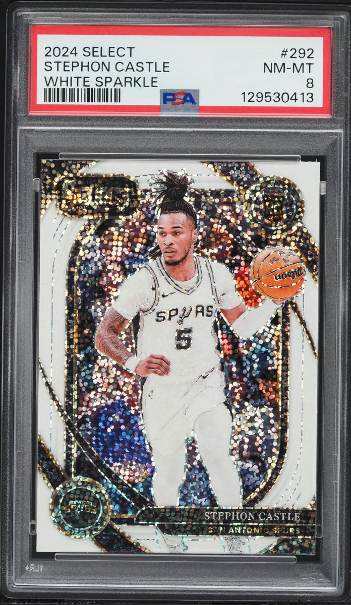 2024 Select Courtside White Sparkle Stephon Castle ROOKIE #292 PSA 8 NM-MT