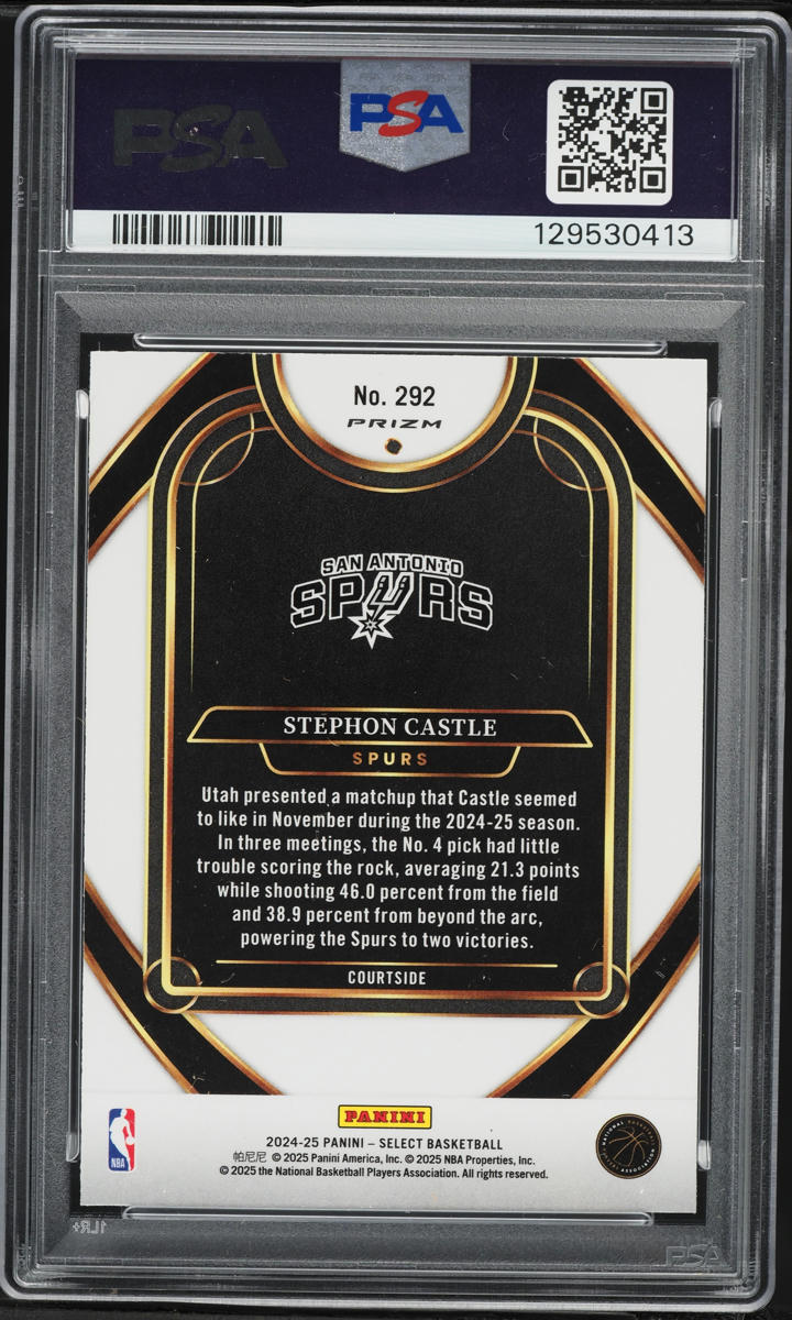 2024 Select Courtside White Sparkle Stephon Castle ROOKIE #292 PSA 8 NM-MT