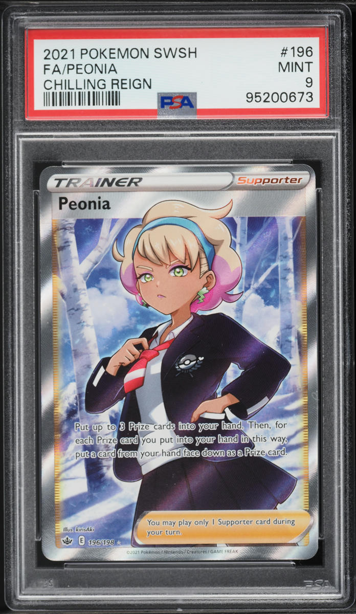 2021 Pokemon Sword & Shield Chilling Reign Full Art Peonia #196 PSA 9 MINT