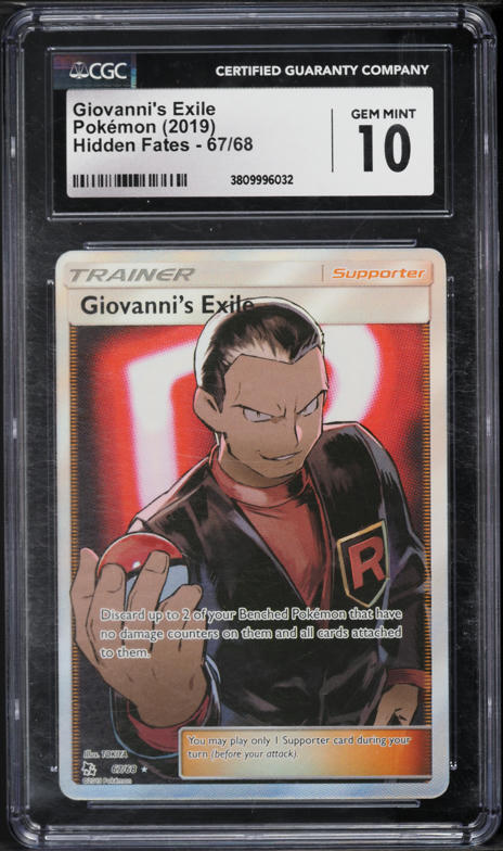 2019 Pokemon Sun & Moon Hidden Fates Full Art Giovanni's Exile #67 CGC 10 GEM MINT