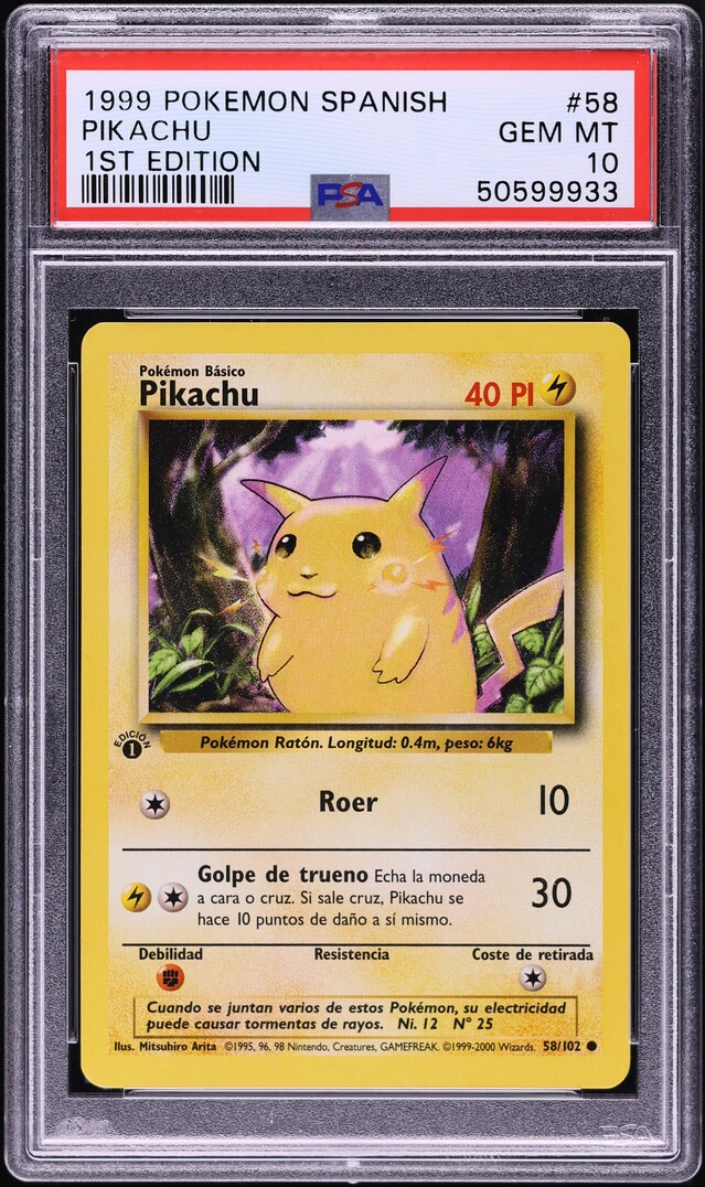 1999 Pokemon Spanish Base Set 1st Edition Pikachu #58 PSA 10 GEM