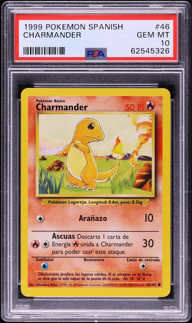 1999 Pokemon Spanish Base Set Charmander #46 PSA 10 GEM MINT on