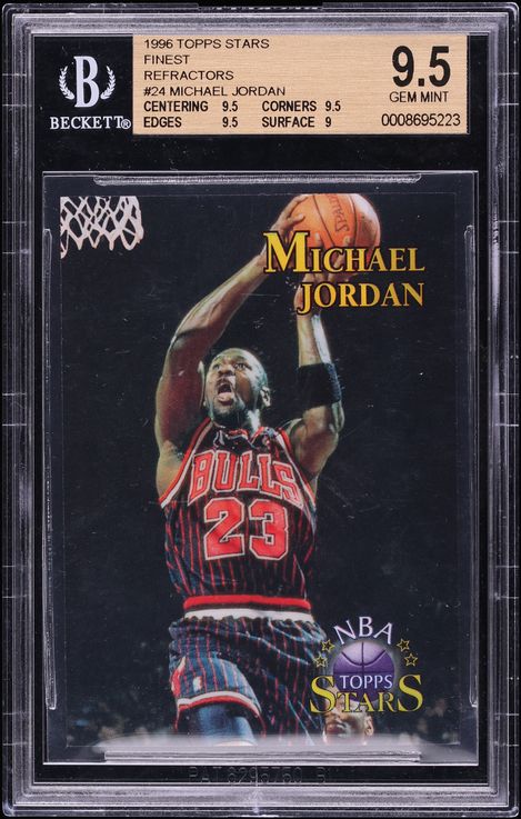 1996 Topps Stars NBA Finest Refractor Michael Jordan #24 BGS 9.5 GEM MINT