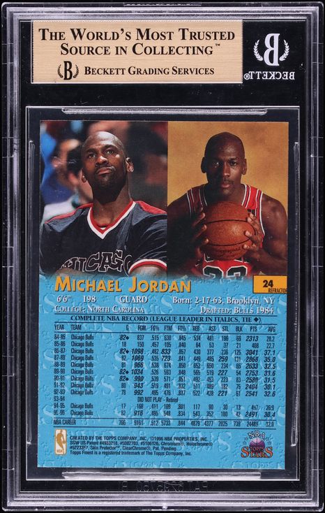 1996 Topps Stars NBA Finest Refractor Michael Jordan #24 BGS 9.5 GEM MINT