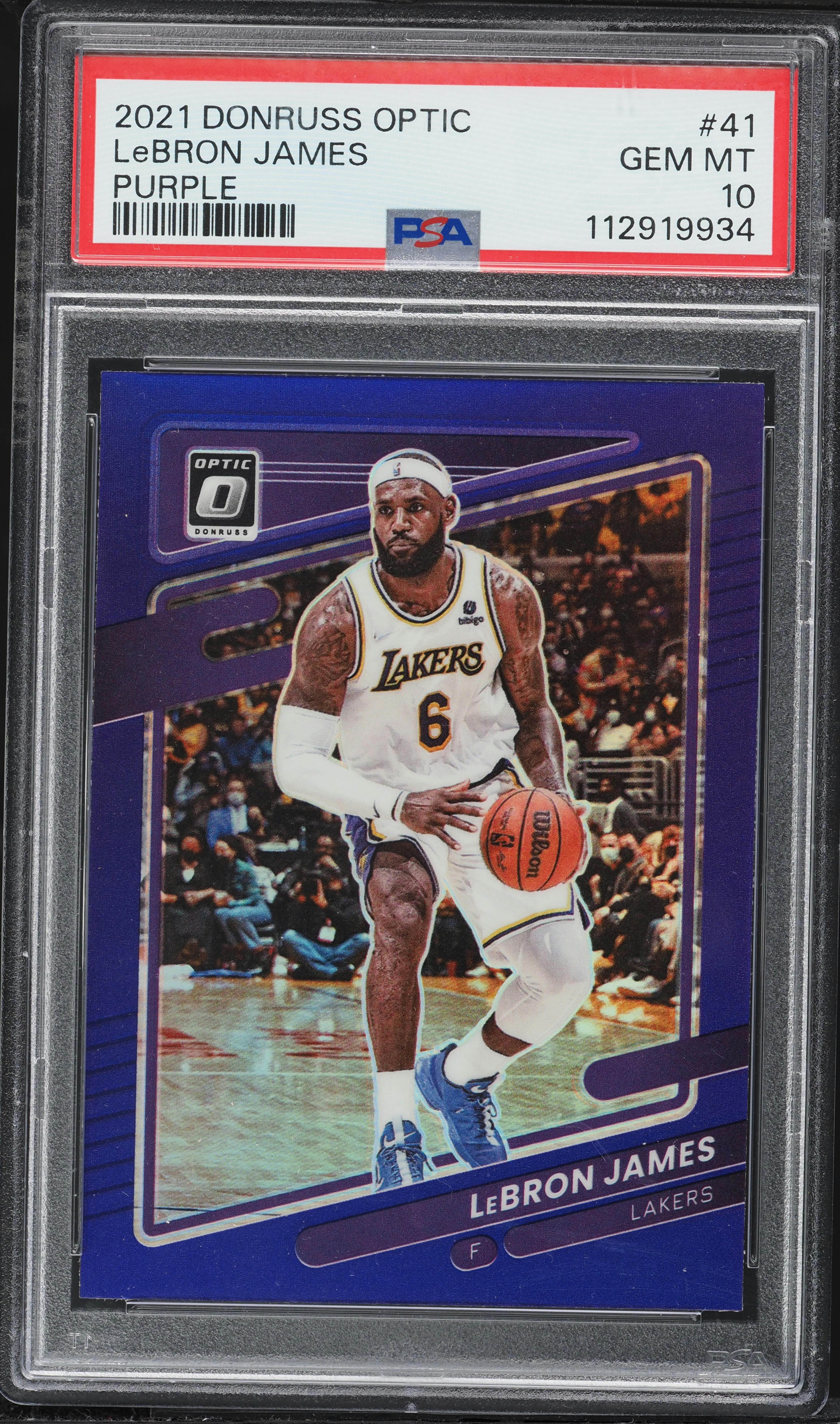 2021 Donruss Optic Purple LeBron James #41 PSA 10 GEM MINT on 