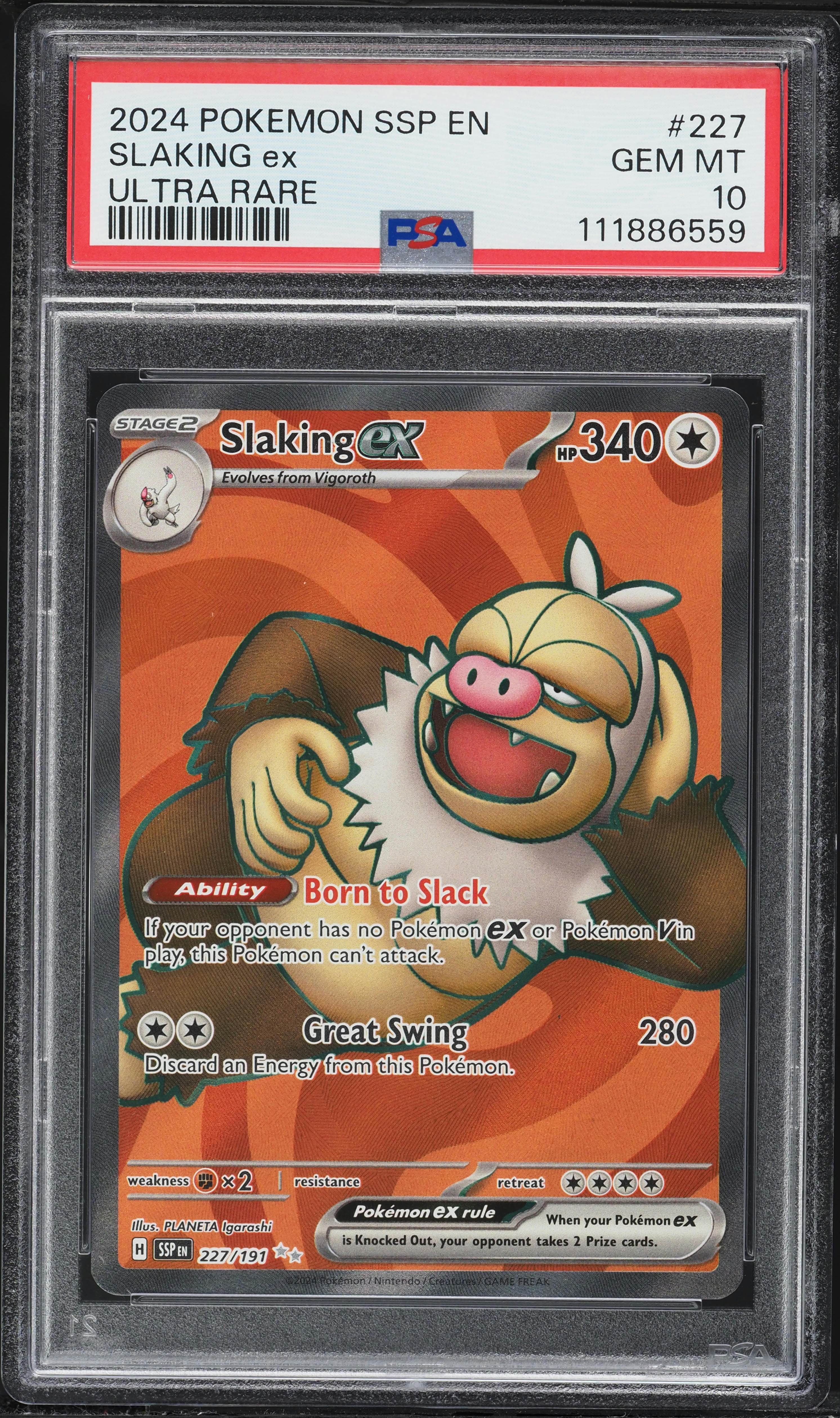 2024 Pokemon Scarlet & Violet Surging Sparks Full Art Slaking Ex