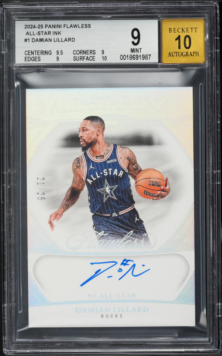 2024 Panini Flawless All-Star Ink Damian Lillard AUTO /25 #1 BGS 9 MINT