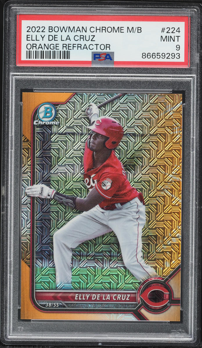 2022 Bowman Mega Box Chrome Orange Refractor Elly De La Cruz PROSPECT /25 #224 PSA 9 MINT