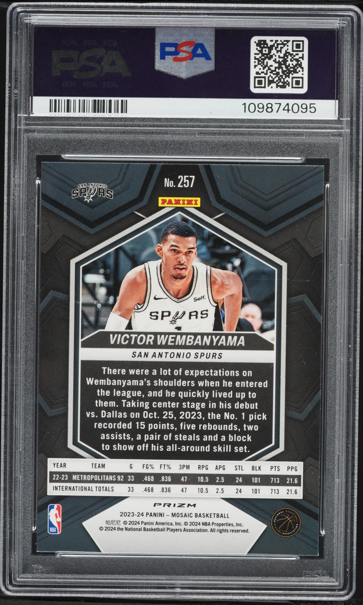 2023 Panini Mosaic International Victor Wembanyama ROOKIE #257 PSA 10 GEM MINT