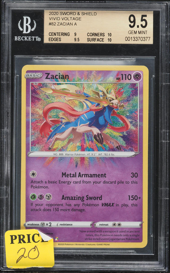 2020 Pokemon Sword & Shield Vivid Voltage Amazing Rare Zacian #82
