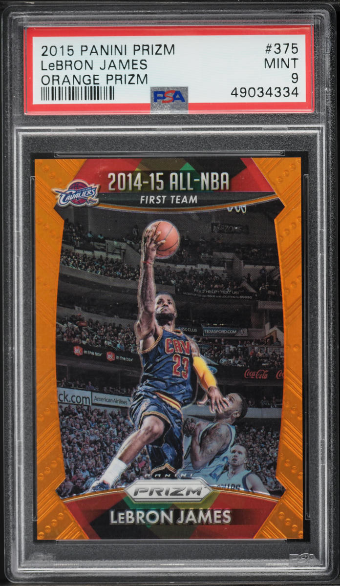 2015 Panini Prizm Orange LeBron James /65 #375 PSA 9 MINT