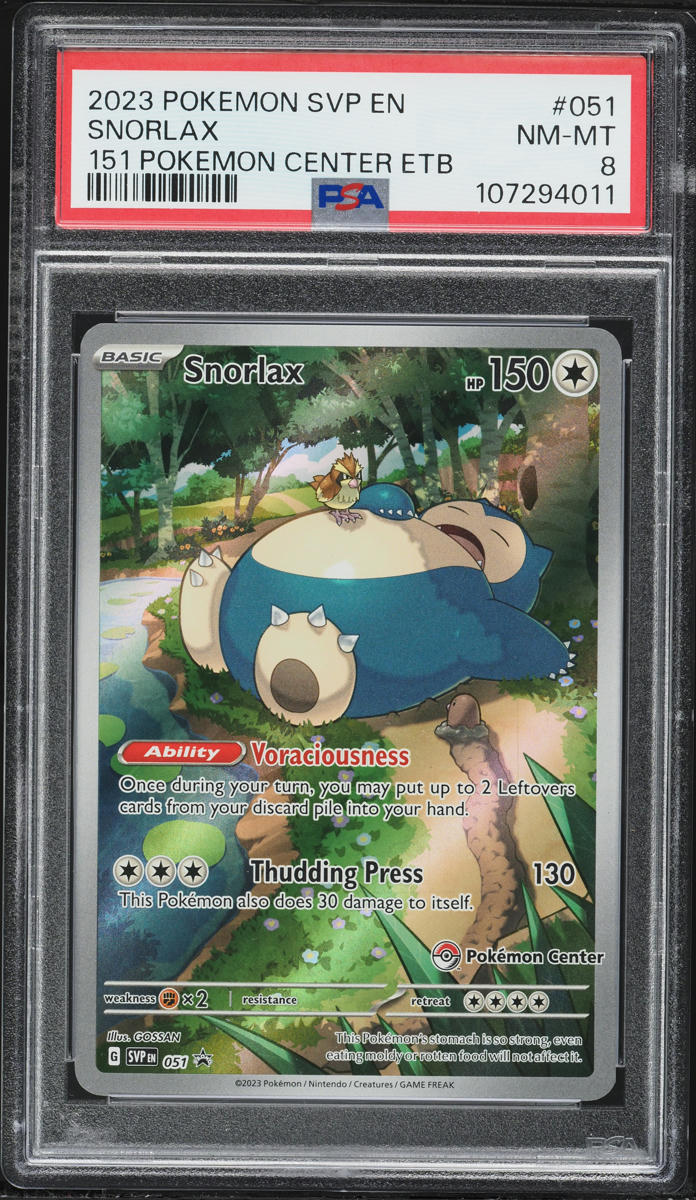 2023 Pokemon Scarlet & Violet 151 PM Center ETB Snorlax #51 PSA 8 NM-MT