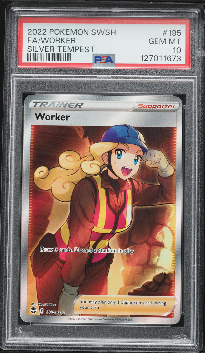 2022 Pokemon Sword & Shield Silver Tempest Full Art Worker #195 PSA 10 GEM MINT