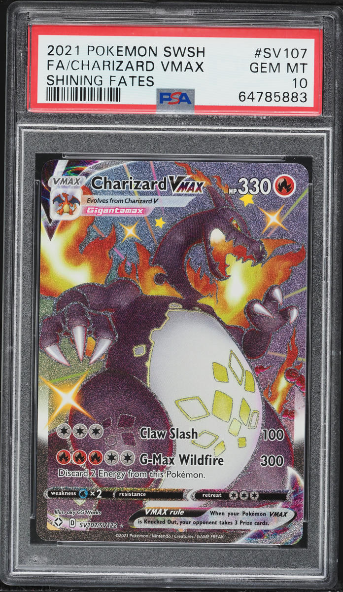 2021 Pokemon Sword & Shield Shining Fates Full Art Shiny Charizard VMAX #SV107 PSA 10 GEM MINT