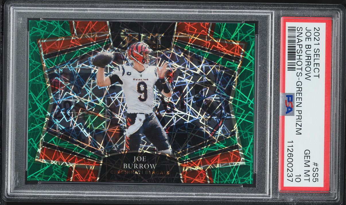 2021 Select Snapshots Green Prizm Joe Burrow 5/5 #SS5 PSA 10 GEM MINT