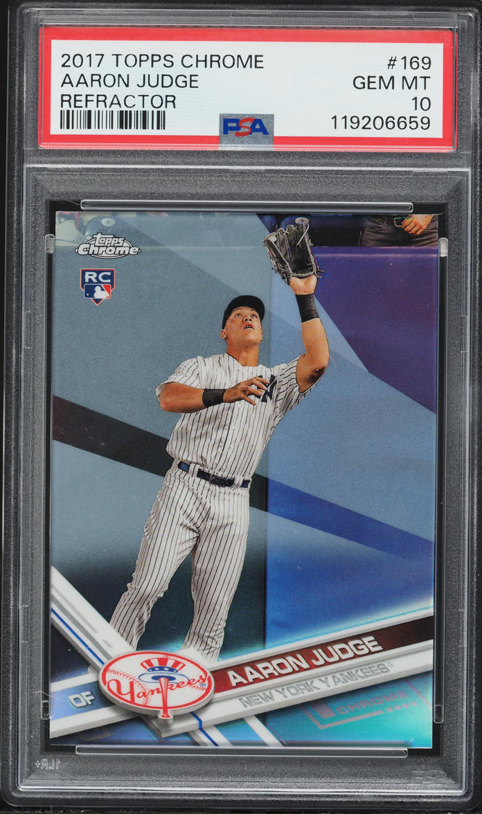 2017 Topps Chrome Catching Refractor Aaron Judge ROOKIE #169 PSA 10 GEM MINT