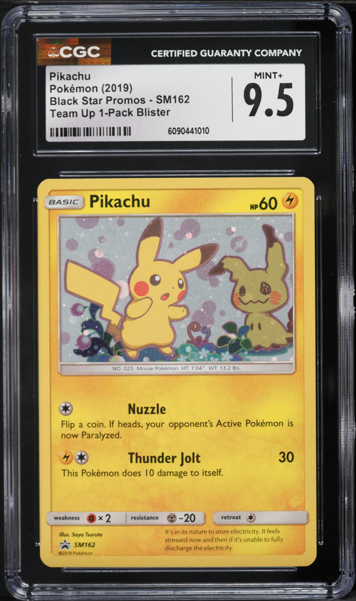 2019 Pokemon Sun & Moon Promo Team Up Pikachu #SM162 CGC 9.5 MINT+
