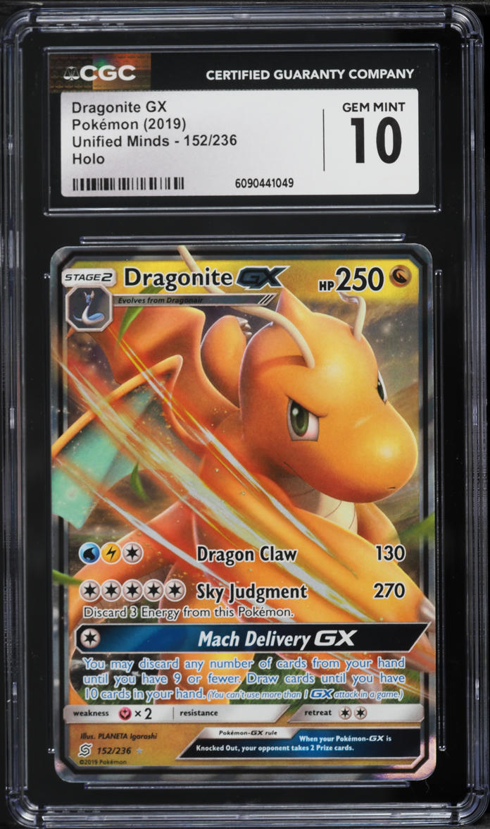 2019 Pokemon Sun & Moon Unified Minds Holo Dragonite GX #152 CGC 10 GEM  MINT on Fanatics Collect