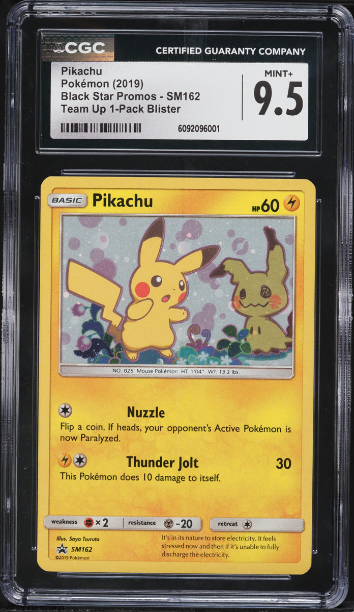 2019 Pokemon Sun & Moon Promo Team Up Pikachu #SM162 CGC 9.5 MINT+