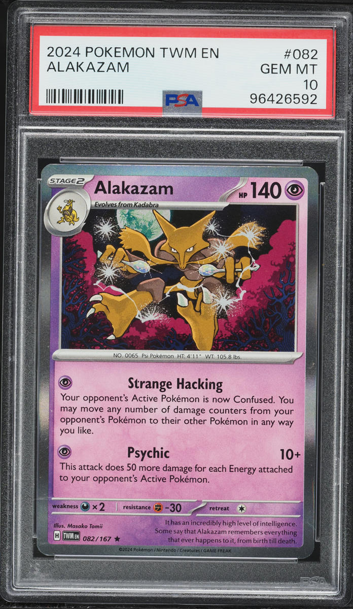 2024 Pokemon Scarlet & Violet Twilight Masquerade Alakazam #82 PSA 10 GEM MINT