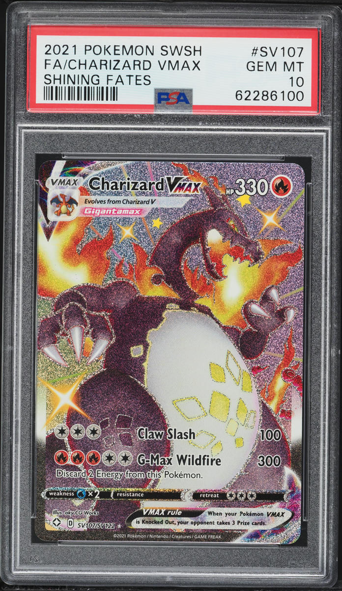 2021 Pokemon Sword & Shield Shining Fates Full Art Shiny Charizard VMAX #SV107 PSA 10 GEM MINT