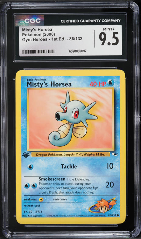 1998 Pokemon Japanese Gym Booster 1 Leaders' Stadium Misty's Horsea #116  CGC 9 MINT on Fanatics Collect