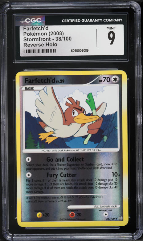 2008 Pokemon Diamond & Pearl Stormfront Reverse Holo Farfetch'd #38 CGC 9 MINT