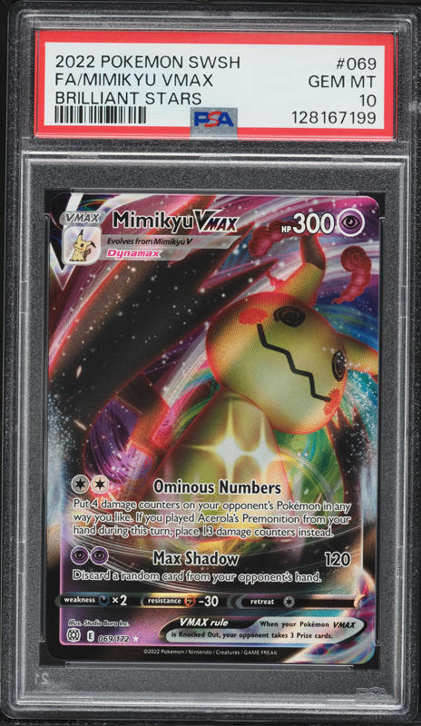 2022 Pokemon Sword & Shield Brilliant Stars Full Art Mimikyu VMAX #69 PSA 10  GEM MINT on Fanatics Collect