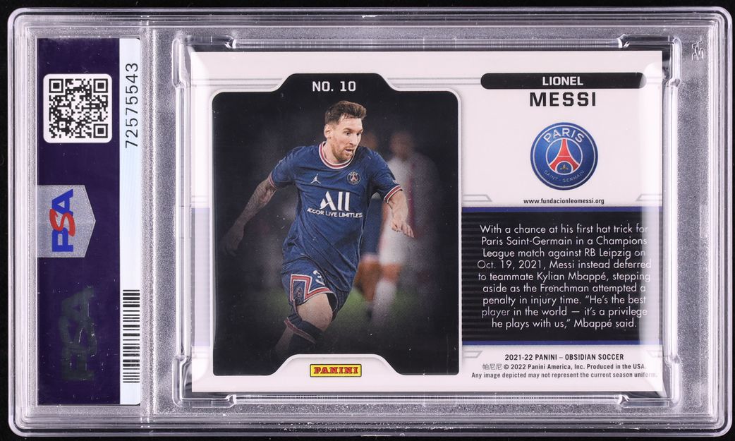 2021 Panini Obsidian Black Colorblast Lionel Messi #10 PSA 10 GEM