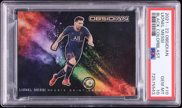 2021 Panini Obsidian Black Colorblast Lionel Messi #10 PSA 10 GEM