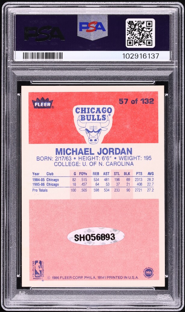 1986 Fleer Basketball Michael Jordan ROOKIE AUTO DNA 9 #57 PSA