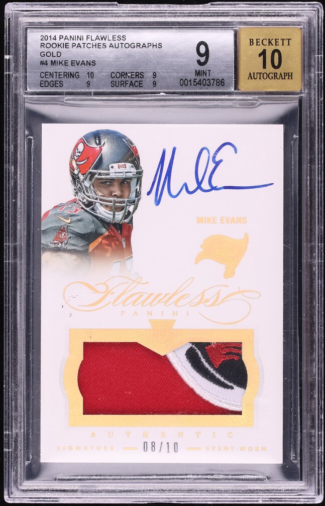 2014 Panini Flawless Gold Mike Evans ROOKIE PATCH AUTO /10 #4 BGS 9 MINT