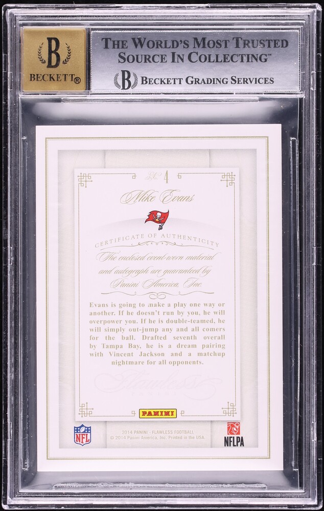 2014 Panini Flawless Gold Mike Evans ROOKIE PATCH AUTO /10 #4 BGS 9 MINT