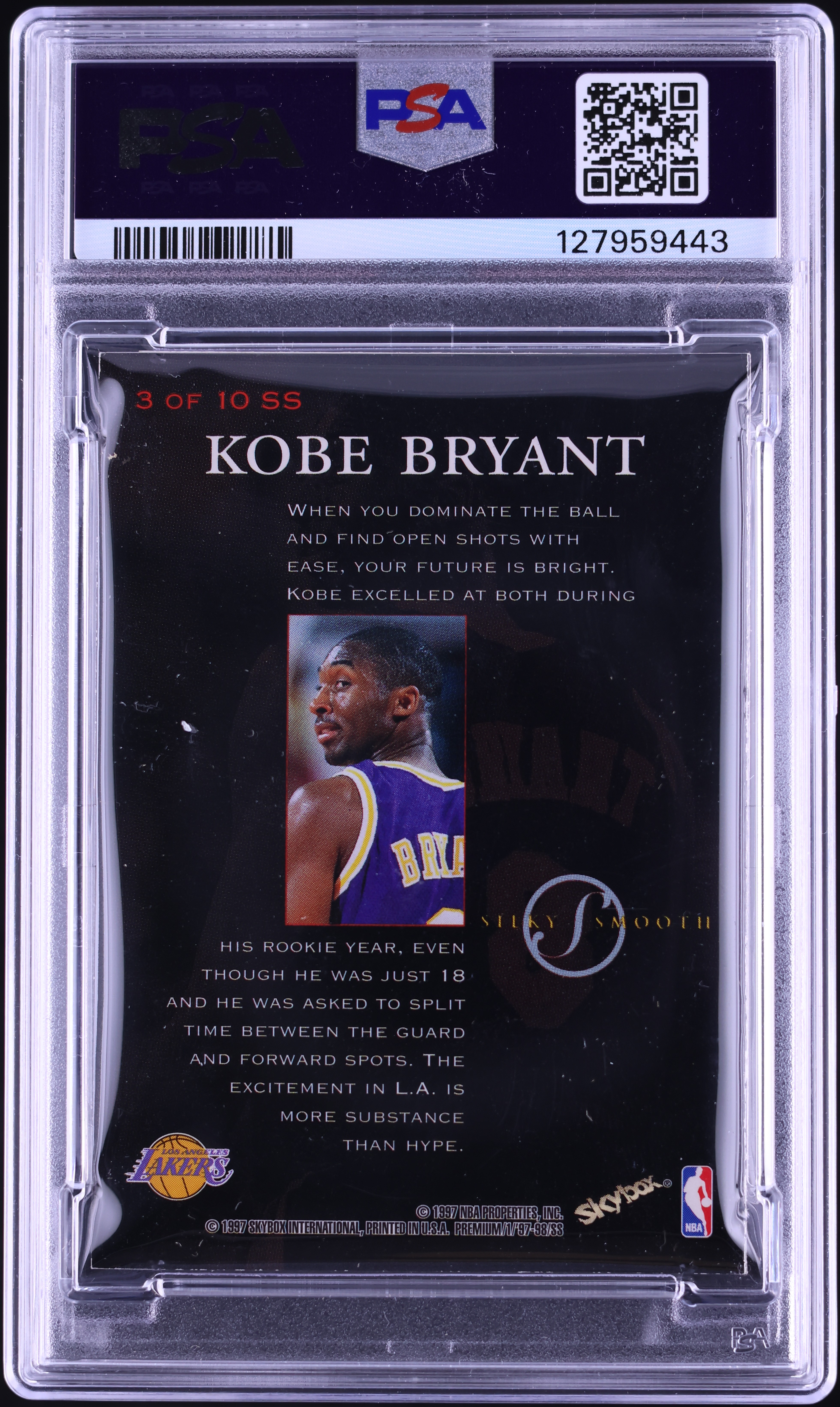 1997 Skybox Premium Silky Smooth Kobe Bryant #3SS PSA 5 EX on