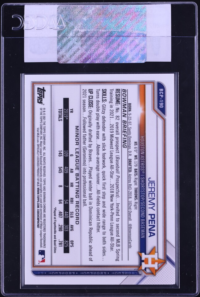 2021 Bowman Chrome Gold Refractor Jeremy Pena PROSPECT /50 #BCP