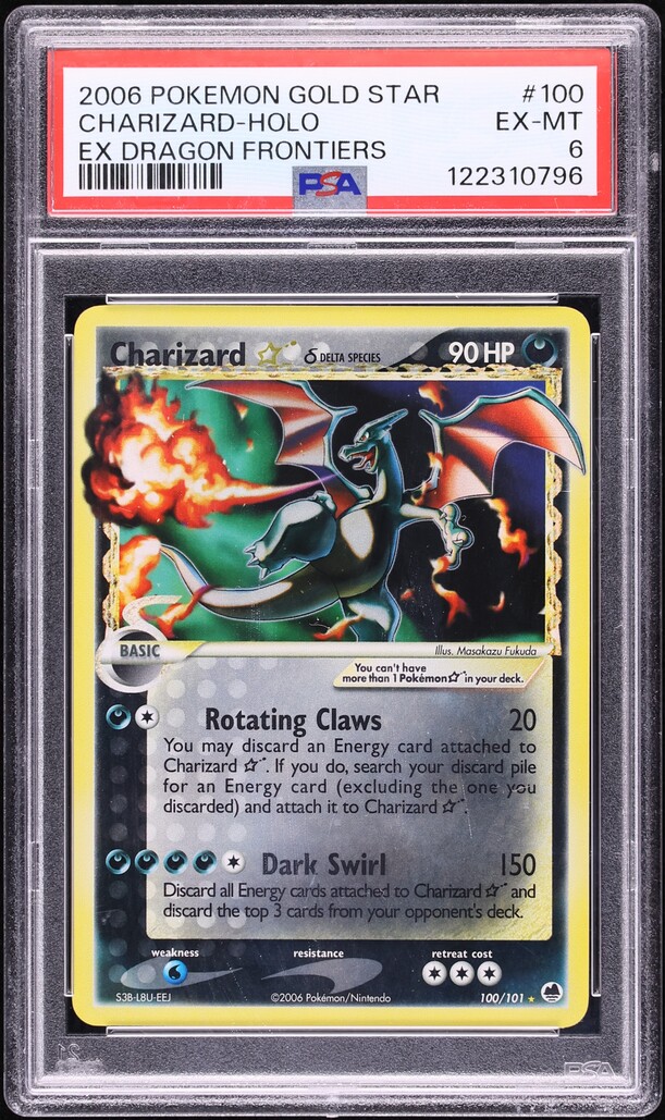 2003 Pokemon EX Dragon Frontiers Holo Charizard Gold Star #100 PSA 6 EXMT