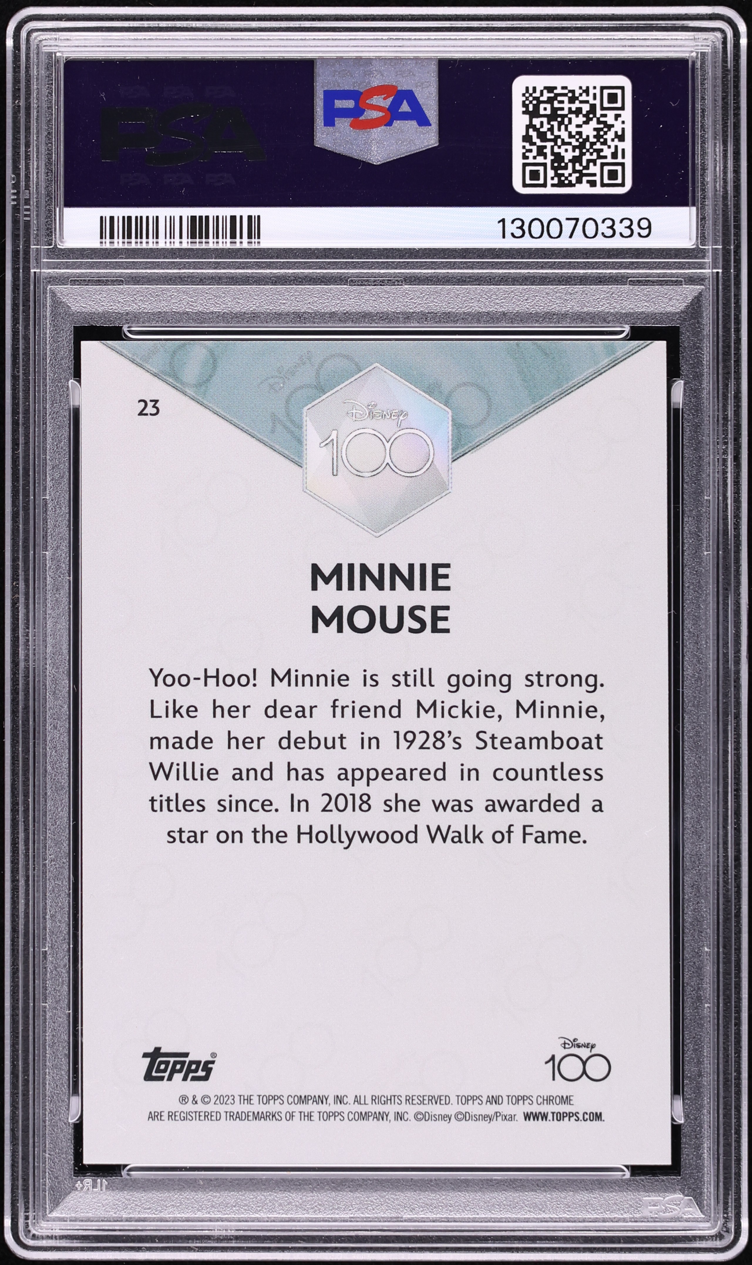 2023 Topps Chrome Disney 100 Orange Wave Minnie Mouse /25 #23 PSA