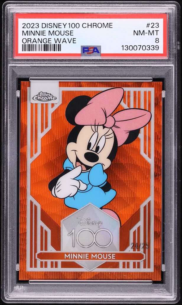 2023 Topps Chrome Disney 100 Orange Wave Minnie Mouse /25 #23 PSA