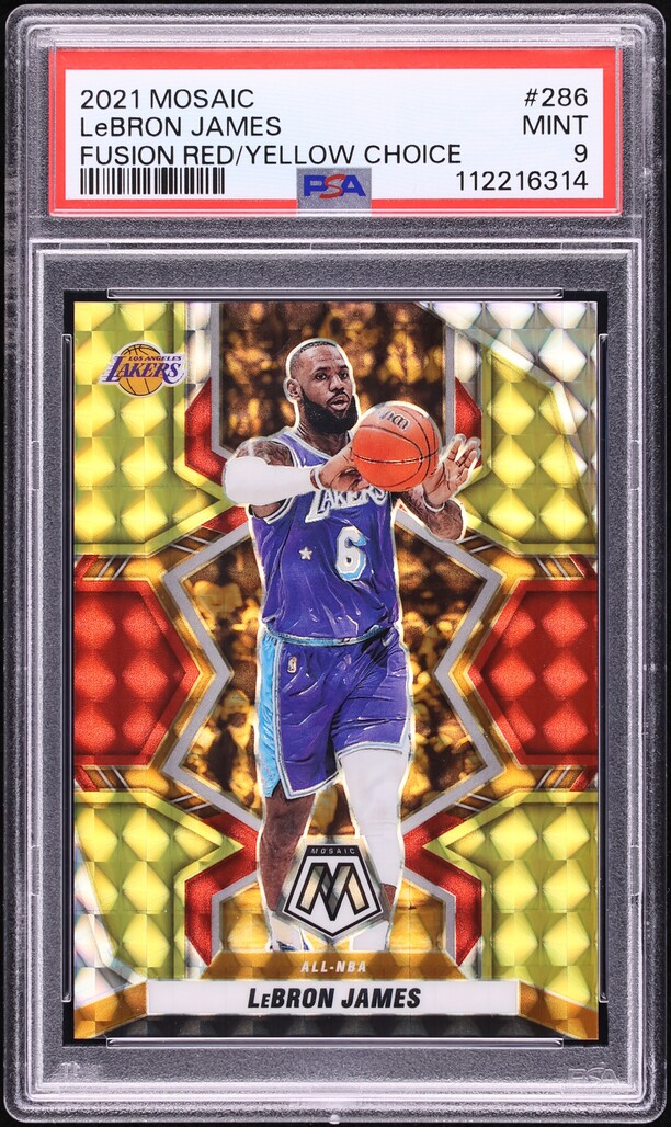 2021 Panini Mosaic Fusion Red Yellow Choice LeBron James /88 #286